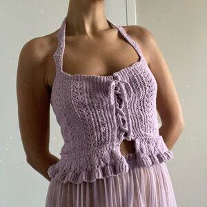 Urban Outfitters | Lilac "Carmelia" ruffle knit top | Size S